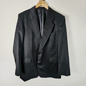 VTG Louis Raphael Black 100% Wool Soft 2 Button Blazer Notch Jacket Size 41R